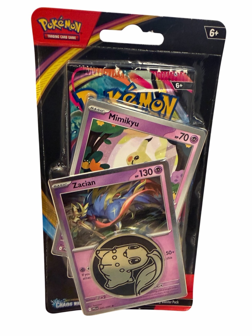 Pokemon Chaos Rising Blister Booster Pack Mimikyu Zacian Promo Coin Sealed New